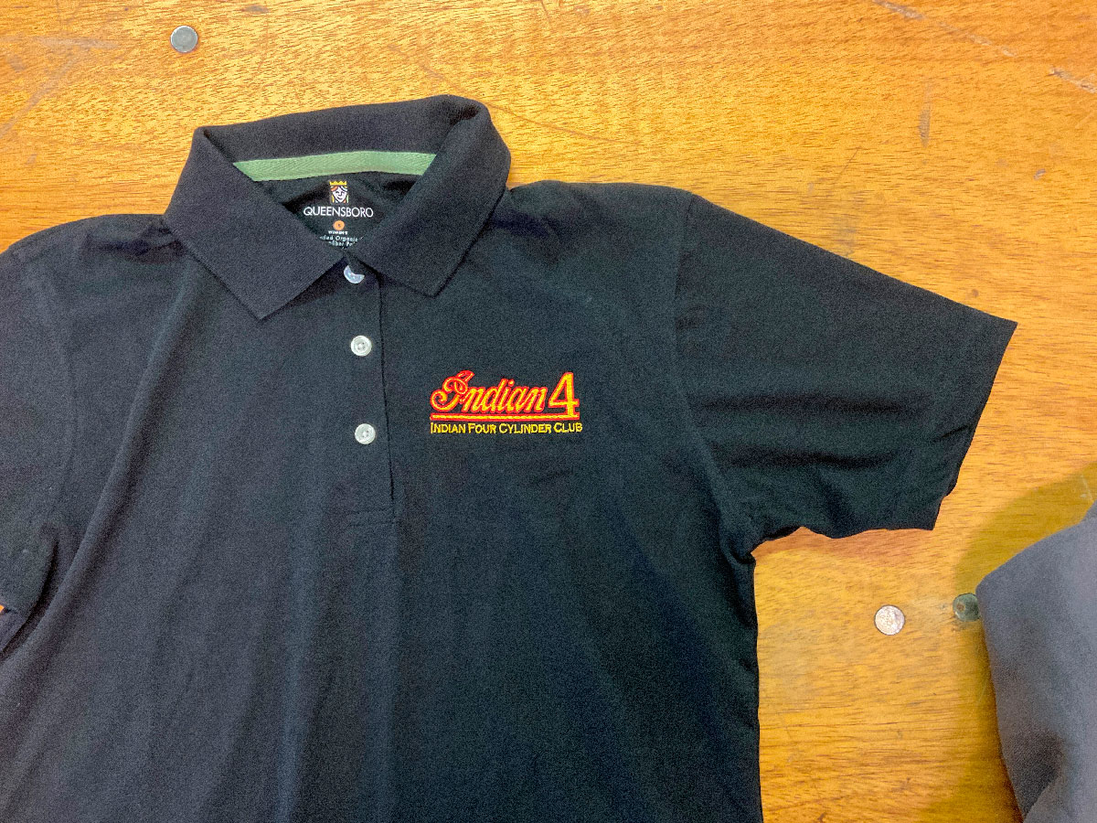 Women's Black Embroidered Polo Shirts - Indian 4 Cylinder Club
